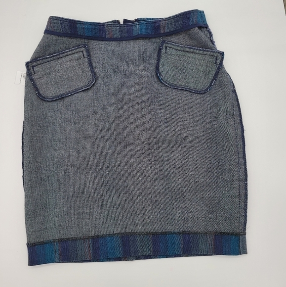 Etcetera Denim Blue Strip Retro Skirt Knee Length - Picture 6 of 15